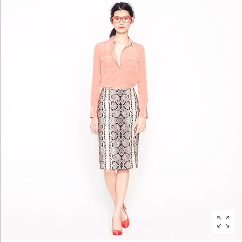 J. Crew Snake Print Pencil Skirt Size 6